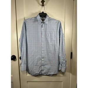 Men's Banana Republic Blue and Orange Plaid Button Down, Long Sleeve, Size L